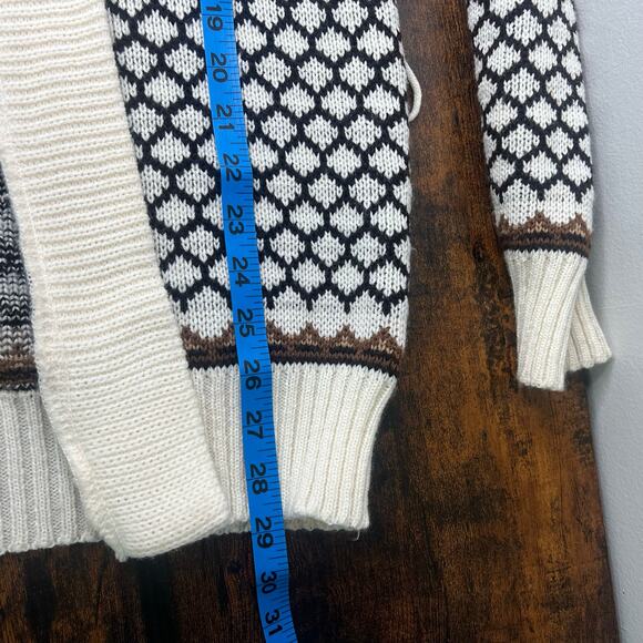 Vintage KMart Women's Fair Isle Print Cardigan Sweater *no belt* Sz L Fisherman - Picture 10 of 10